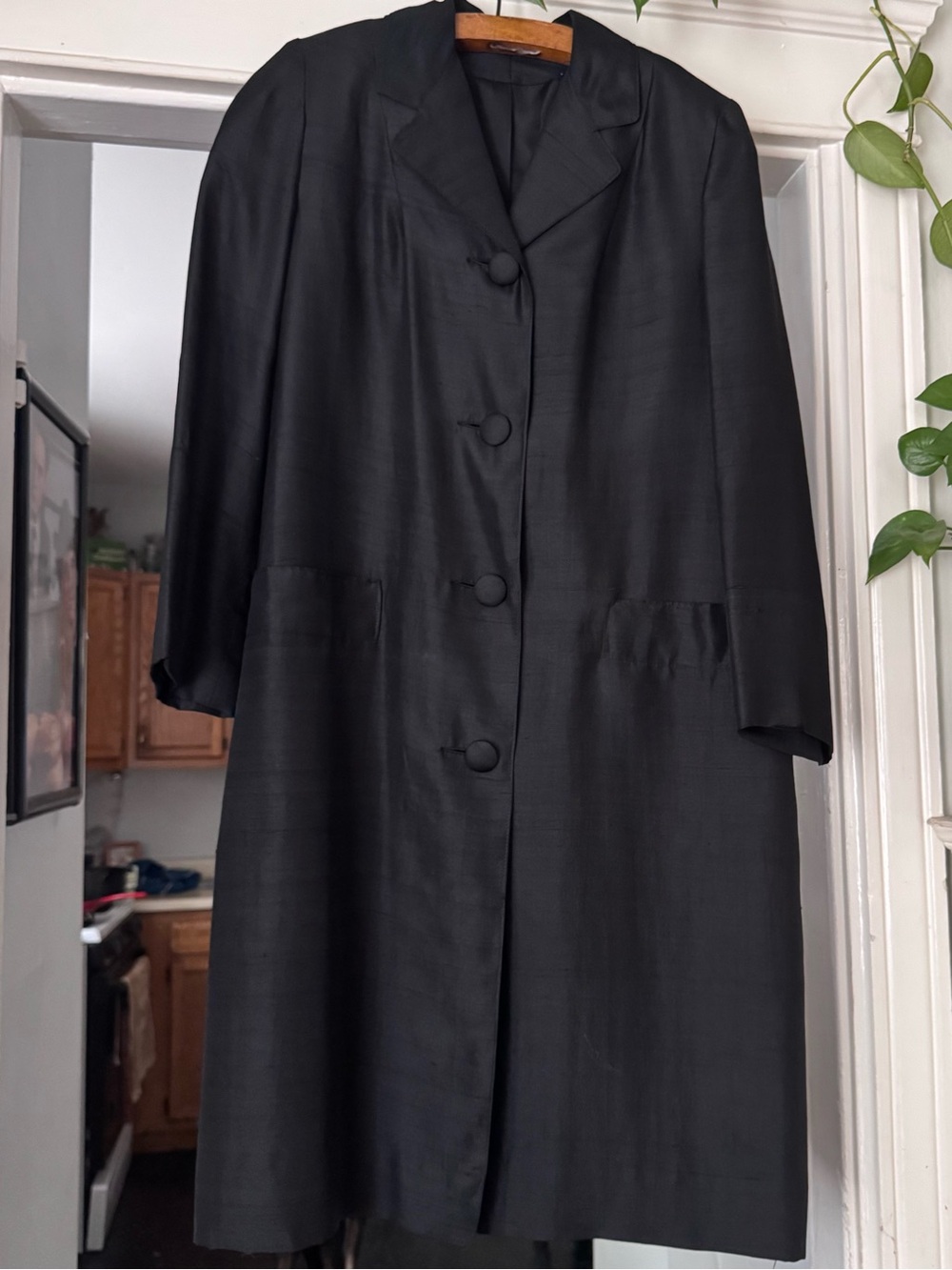 Vintage sherbrooke all weather Black Trench Midi Belted Rain Coat jacket 50s Vtg